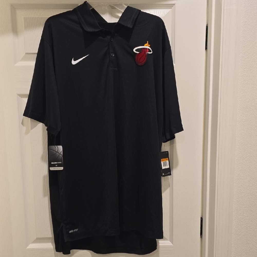 Nike Black Polo Shirt with Miami Heat Logo